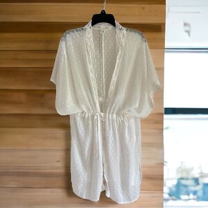 Versona White Sheer Polka Dot Wrap. OS.